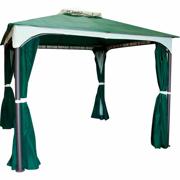 Павильон садовый Indigo с москитной сеткой зеленый с бежевым 3х3 м DU120