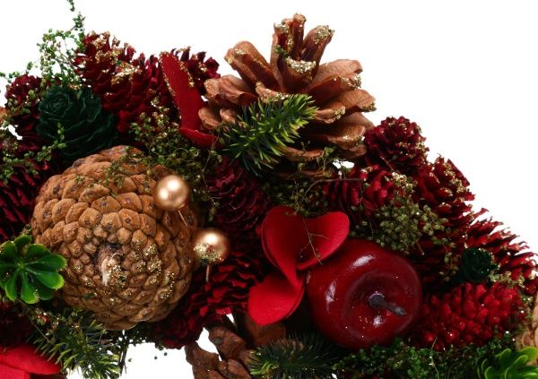 Венок новогодний с шишками, яблоками и цветами d330 мм EPI-70965005 