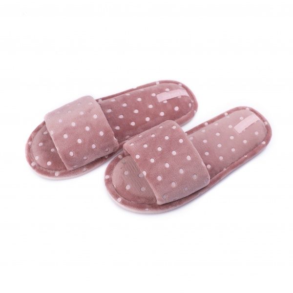 Капці домашні Twins HS-VL велюрові в горошок р. 38-39 рожевий 