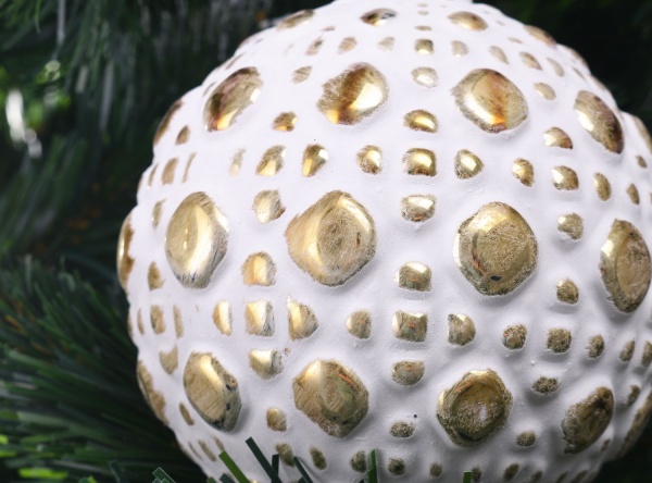 Ялинкова іграшка у формі кулі забілена скляна 10 см 10 мм білий ABT316440