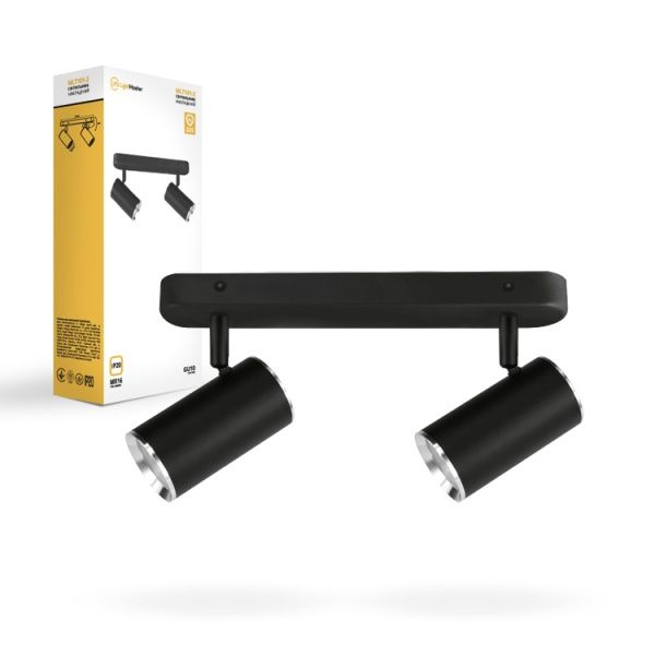 Светильник точечный LightMaster 35 Вт GU10 черный с серебристым LightMaster MLT101-2 MR16/GU1 
