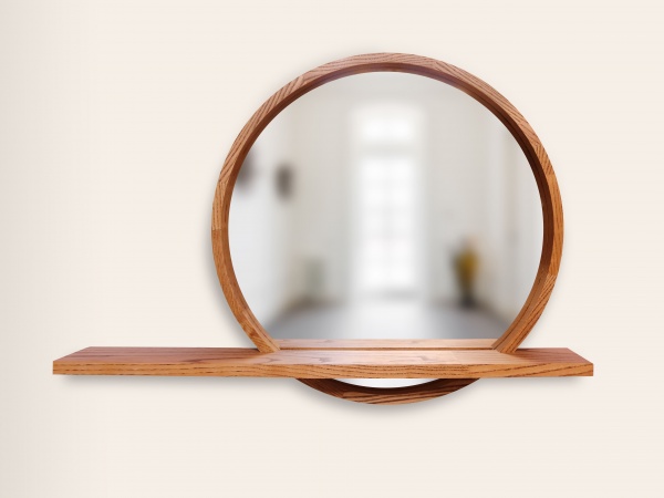 Зеркало с полкой Luxury Wood Sunset ясень темный D700 мм 