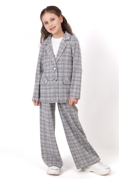 Костюм для дівчаток Mevis 2 02 р.140 сіра клітинка 