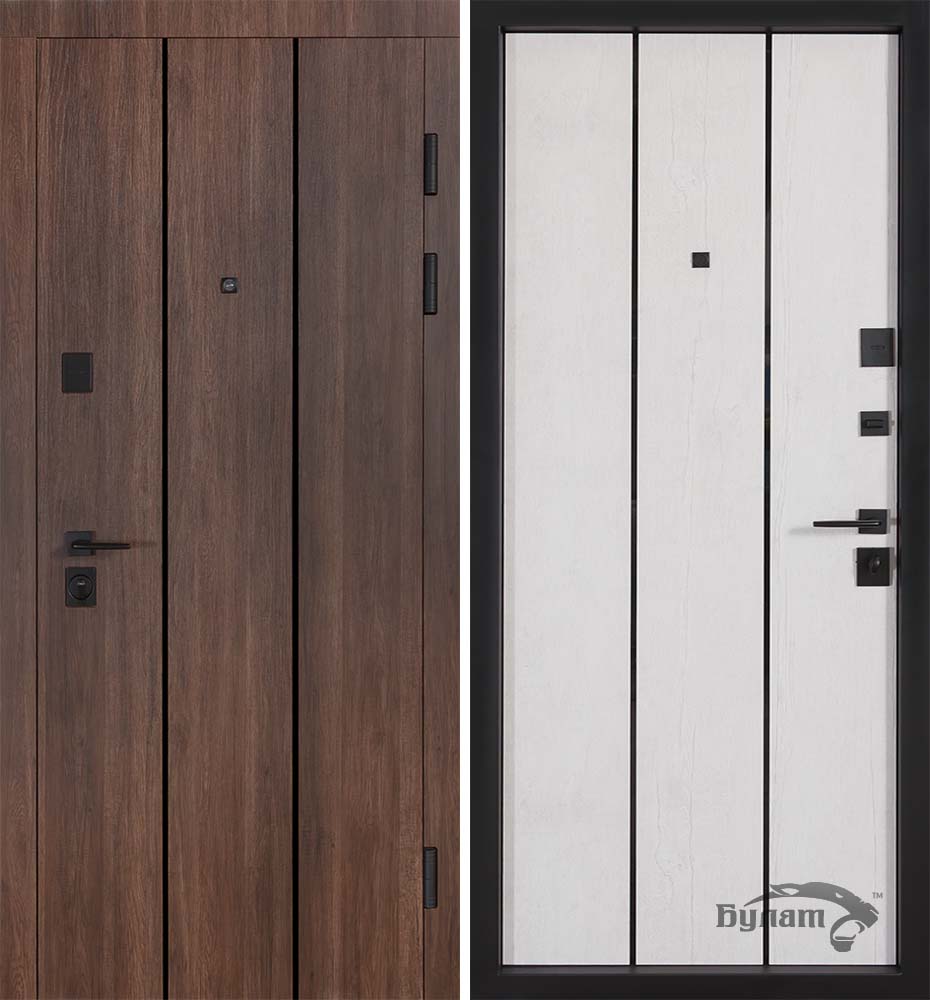 Дверь входная Булат В-85 (квадро) модель 535 дуб табак / рустик авиньон блан 2050x850 мм левая