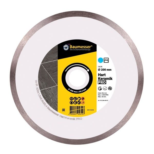 Диск алмазний відрізний Baumesser Hart Keramik PRO 1A1R 200x1,5x25,4 кераміка, керамограніт 91320448015