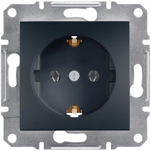 Розетка із заземленням Schneider Electric Asfora 16 А 250 В антрацит EPH2900171