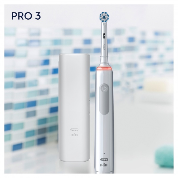 Електрична зубна щітка Oral-B Pro 3 3500 Sensitive Clean біла + чохол