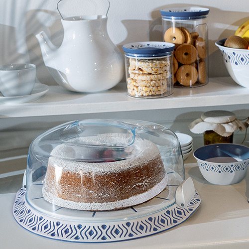 Тортовница TOSCA 37 см бело-синяя 55851 Stefanplast