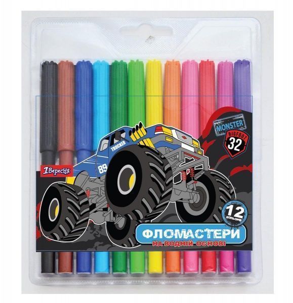 Набір фломастерів Monster Truck 12 кольорів 650447 1 вересня