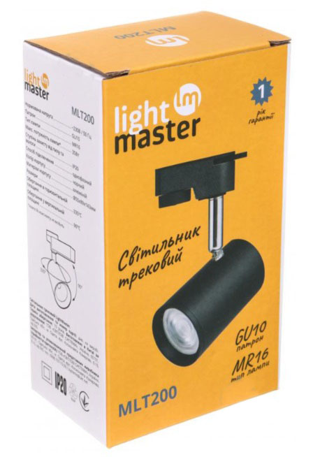 Трековый прожектор LightMaster MLT200 MR16/GU10 черный 