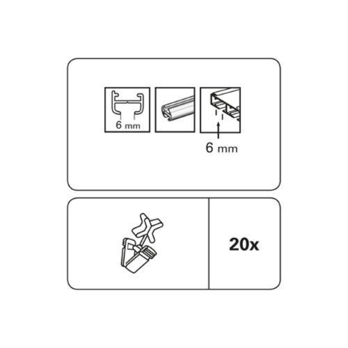 Гачки Gardinia із защібкою 20 шт. 4984 набірний білий 
