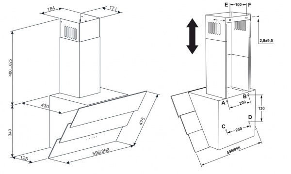Вытяжка Eleyus FENIX 1200 LED 60 BL