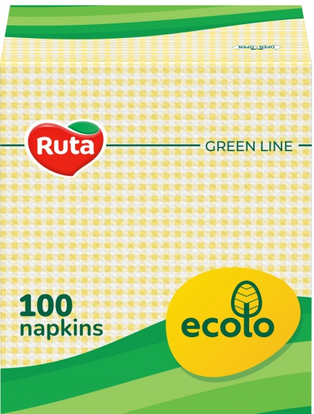 Салфетки столовые Ecolo желтые 21x24 см 100 шт.