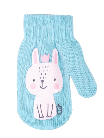 Варежки YO! Зайчик р.14 голубой 