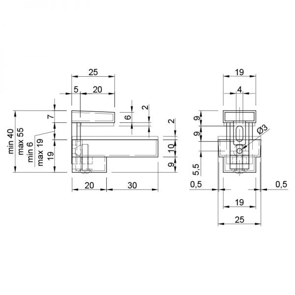 Тримач для полиць Smart Quadro mini 25x55 мм 99095 хром