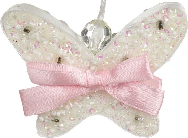 Подвеска Бабочка с бантом розовая 6,5 см DL120450F  