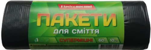 Мішки для побутового сміття Plastcompound чорні міцні 60 л 10 шт.