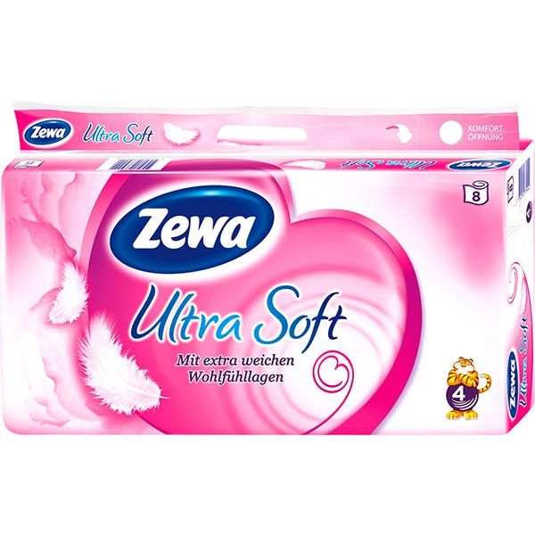 Туалетний папір Zewa Ultra Soft чотиришаровий 8 шт.