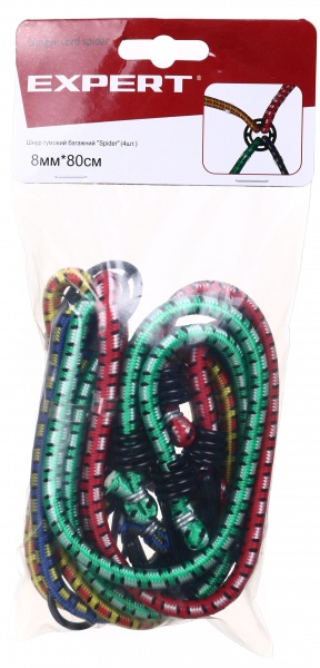 Шнур гумовий багажний Spider з гаками 8х800 мм 4 шт для кріплення багажу