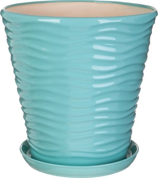 Горщик керамічний Оріана-Запоріжкераміка Нова Хвиля глянець круглий 13,5л бірюзовий 