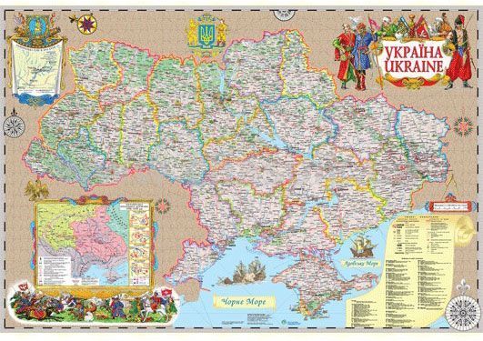 Карта Украины В козацком стиле М1:1500000 (100х68 см) Інститут передових технологій