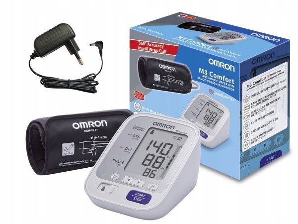 Тонометр Omron M3 Comfort (HEM-7134-ALRU) з манжетою Intelli Wrap 360 градусів точності + Адаптер S