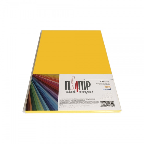 Папір офісний кольоровий Maestro A4 80 г/м жовтий 100 аркушів 