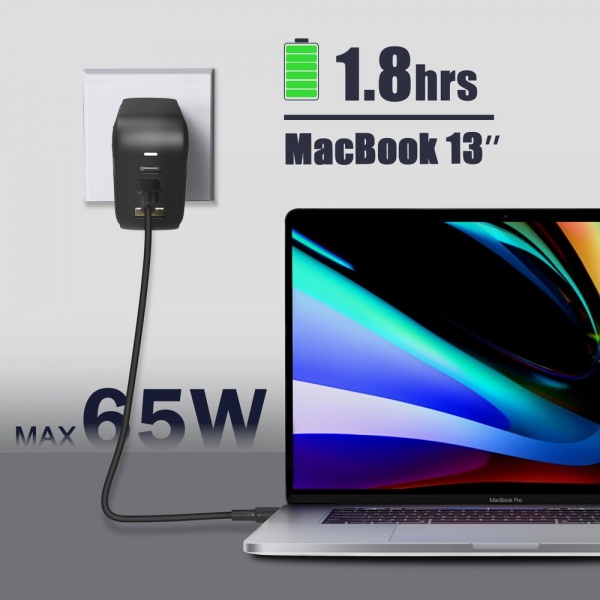 Зарядний пристрій OneLounge 1Power 66W 2xUSB-C + USB-A для iPhone | MacBook | ноутбука 