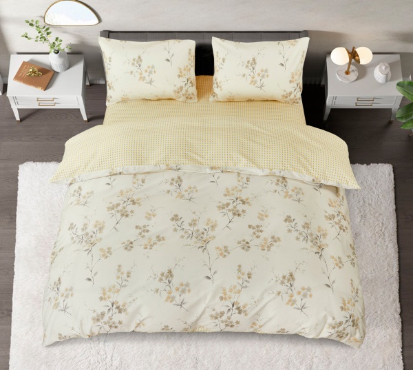 Комплект постільної білизни Matina 1,5 жовтий із білим La Nuit 