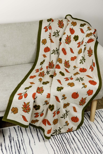 Плед Happy Fall 90x130 см бежевий із малюнком Прованс 