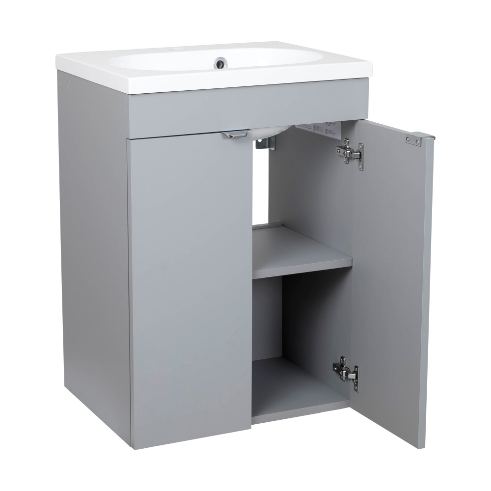 Тумба RIO (сіра) з умивальником Status 50 см