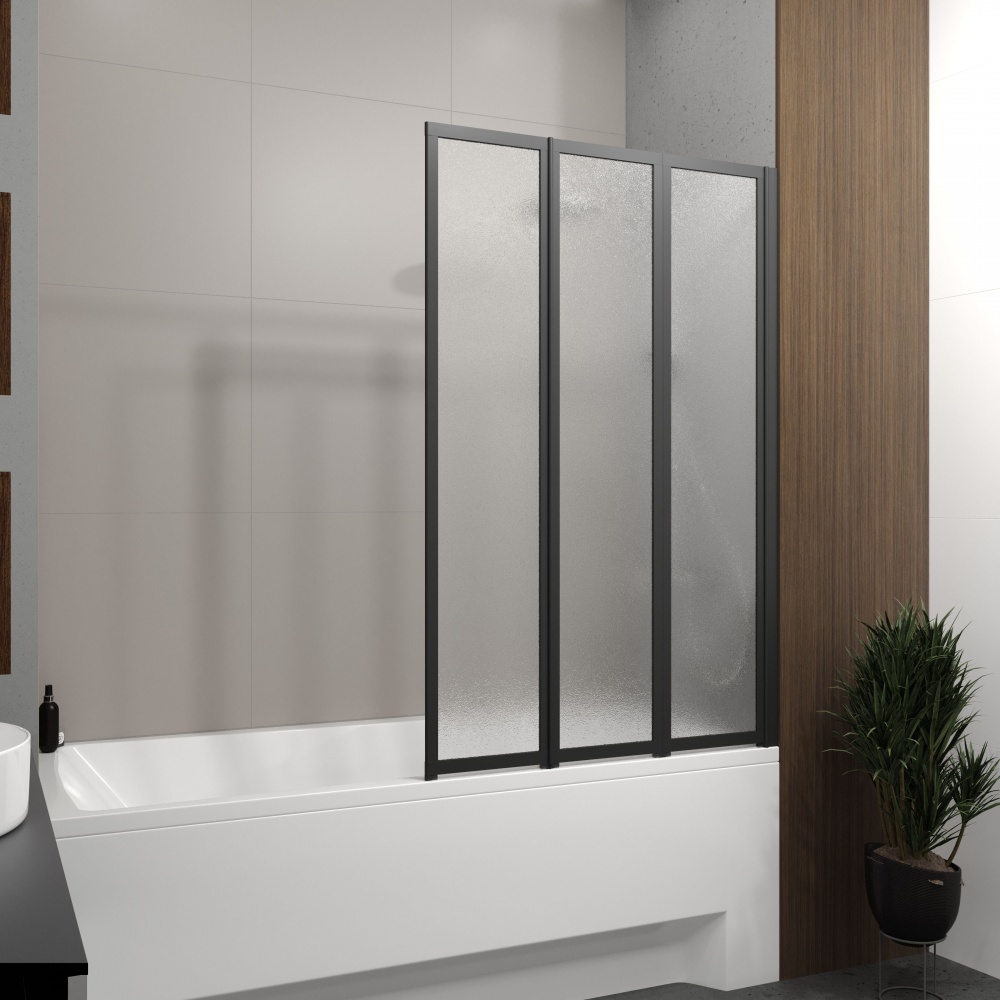 Шторка для ванни Koller Pool Style 1000х1500 мм (right) black matt, скло 4 мм grape