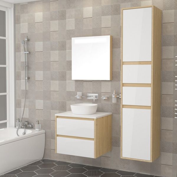 Тумба підвісна Imprese Netka 70 см f3271Dr зі стільницею і умивальником, дуб