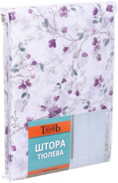 Тюль JAS P5225-C1 300х270 см цветок фиолетовый