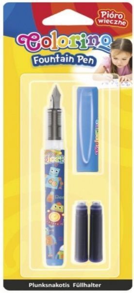 Ручка перьевая Colorino 57516PTR + 2 синих картриджа 