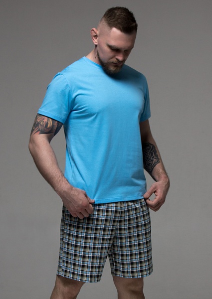 Пижама мужская Roksana 1211/12026 р. 44 голубой с рисунком