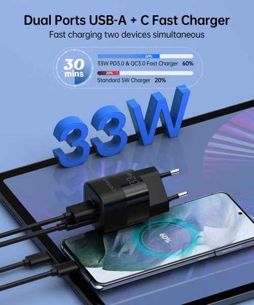 Сетевое зарядное устройство Choetech PD5006-EU-BK 