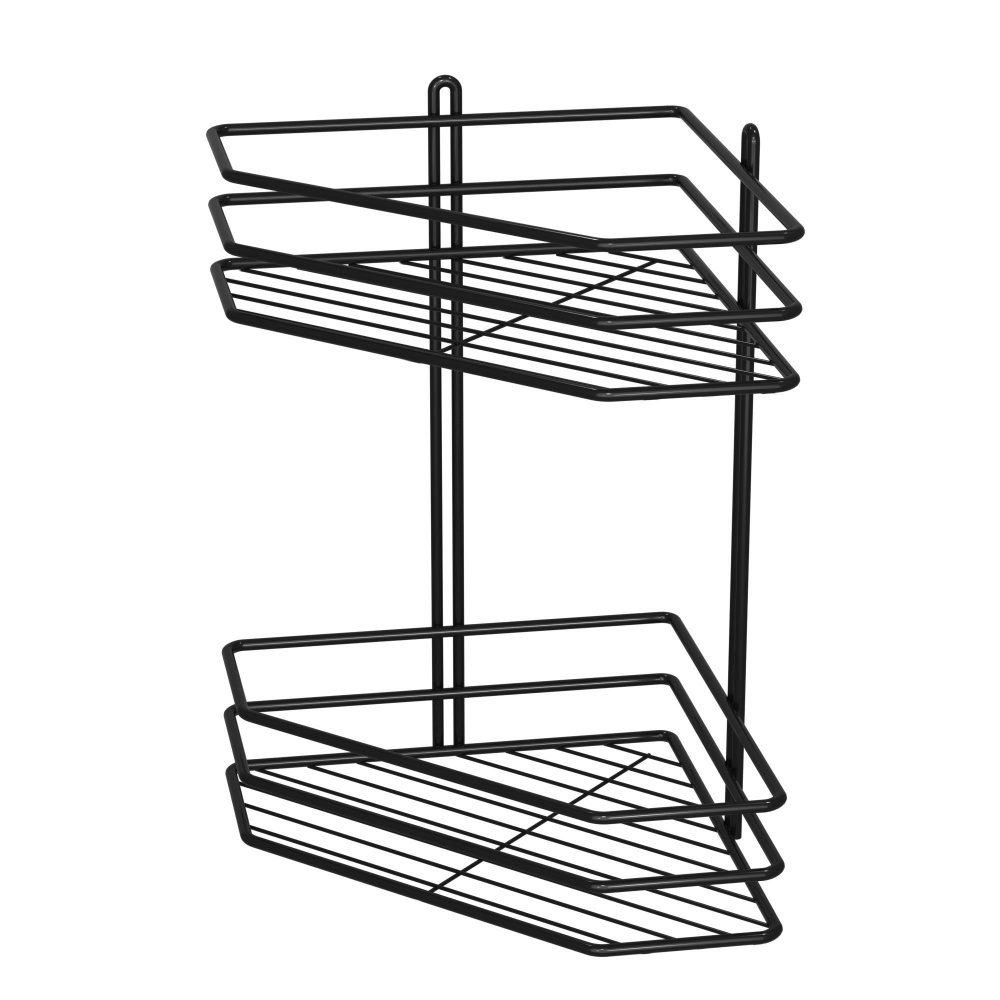 Полка для ванной Метал-Стиль угловая 25 см 2-ярусная черная ПВ-25233