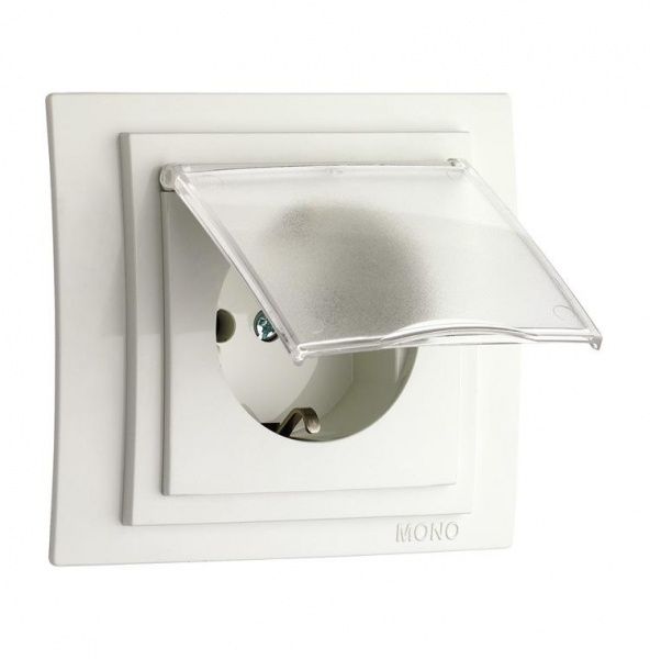 Розетка с заземлением Mono Larissa с крышкой белый 103-191921-118
