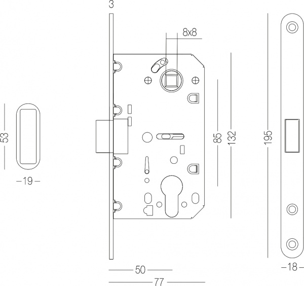 Дверний замок міжкімнатний MVM MG-2056C PZ SN матовий нікель
