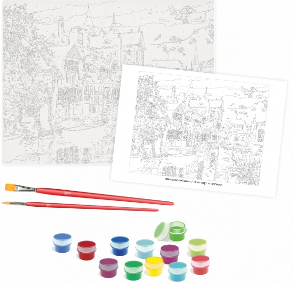 Картина за номерами Вечірній пейзаж 35x45 см Rosa Start 