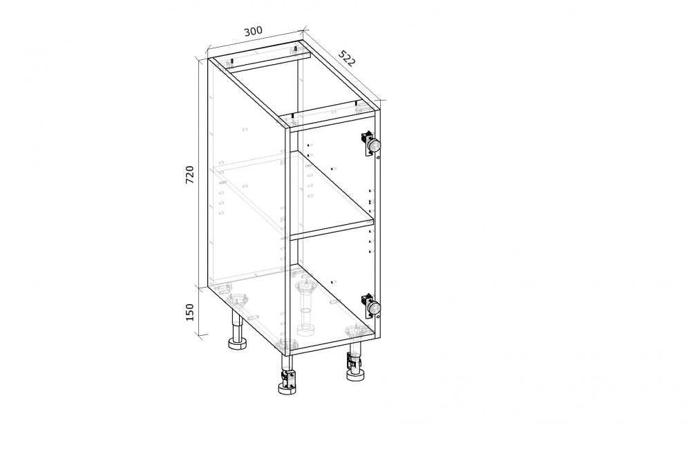 Тумба нижняя Грейд Оптимум 300x870x522 мм дуб артизан
