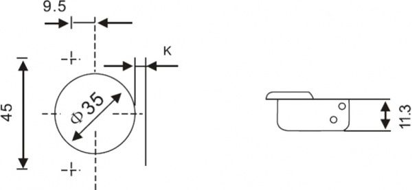 Петля накладная с механизмом PUSH ON DC DC 