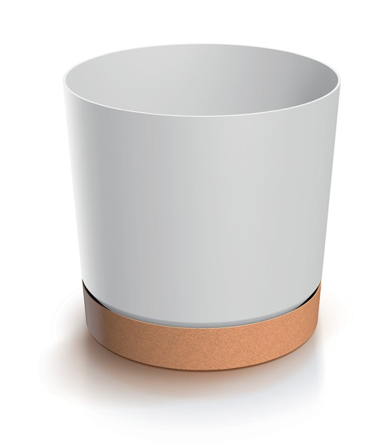 Горщик для квітів пластик/дерево Tubo PM 400 мм, з пiдставкою ECO Wood круглий 101 Біла PRP (67399-449)