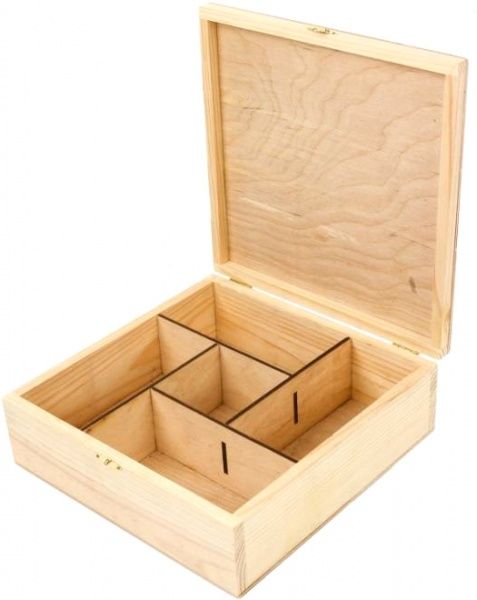 Скринька дерев'яна з замком 5 секції 24х24х8 см