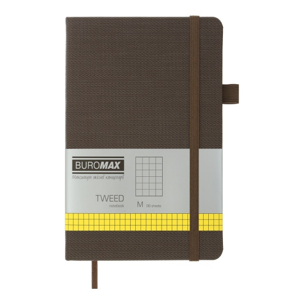 Книга для записей Tweed 125x195 мм 96 лист. клетка серый Buromax