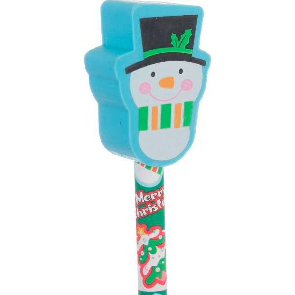 Карандаш чернографитный с резинкой снеговичок