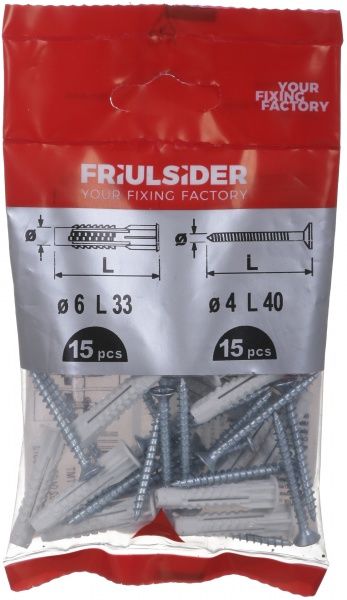 Дюбель распорный с шурупом 6x33 мм 15 шт. Friulsider