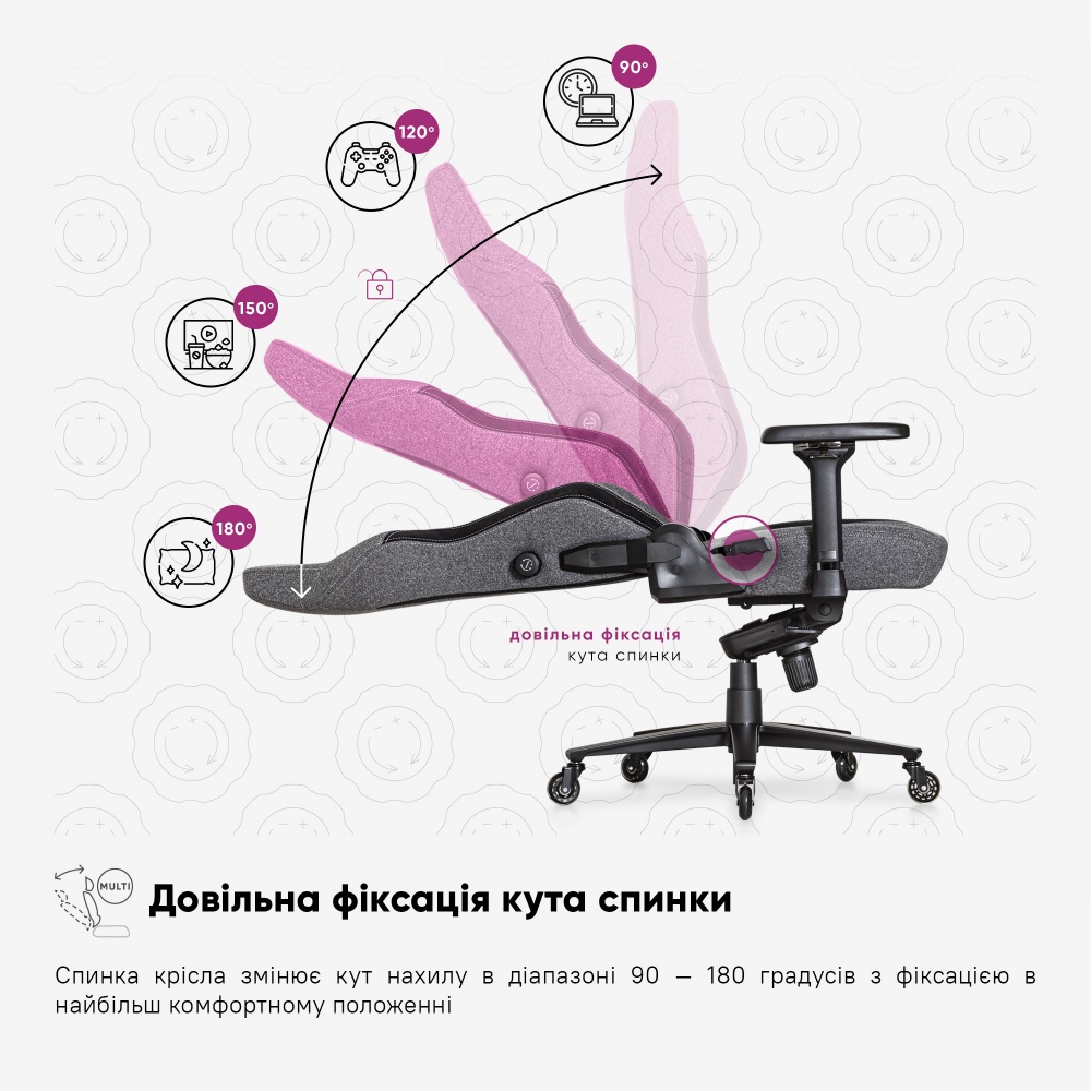 Крісло ігрове Cyberlux Ares Grey GM-405 G сірий/чорний