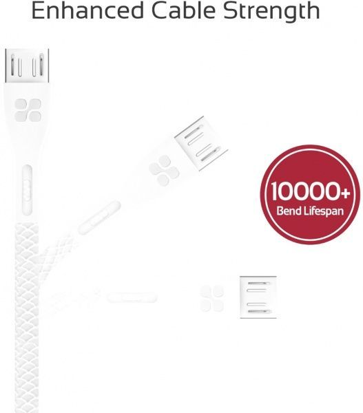 Кабель Promate USB – microUSB 1,2 м білий (powerbeam-m.white) 